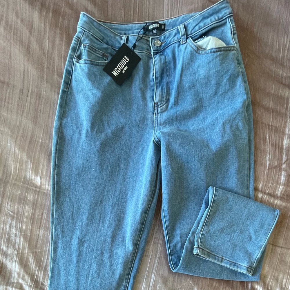 High waisted stretch mom jeans